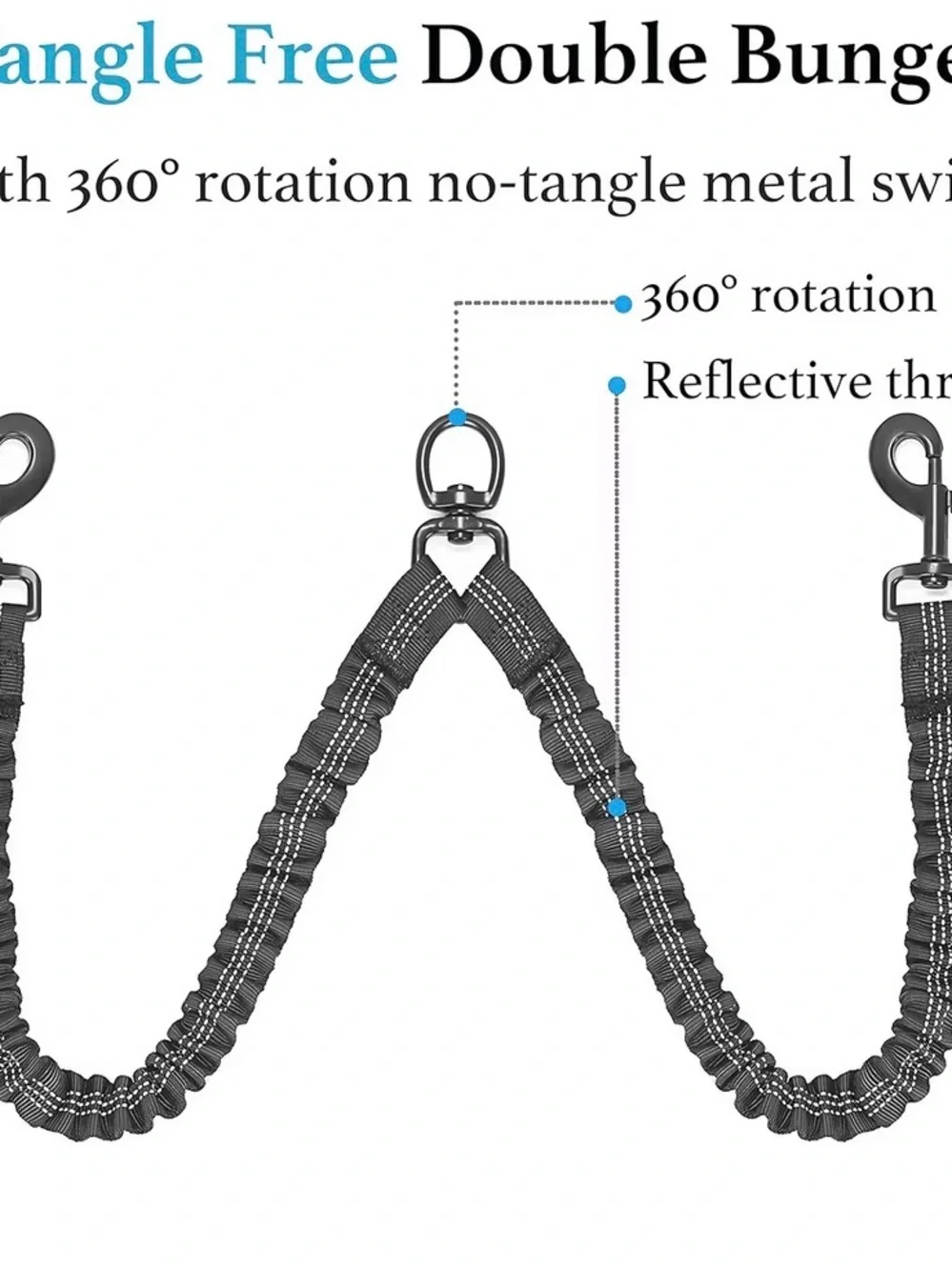 Black Dual Dog Leash - Large